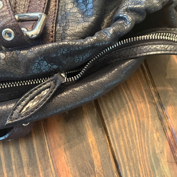 Limited Edition 30 Years Biasia Genuine Leather Snake Bag Metallic Purple Silver - Picture 10 of 13